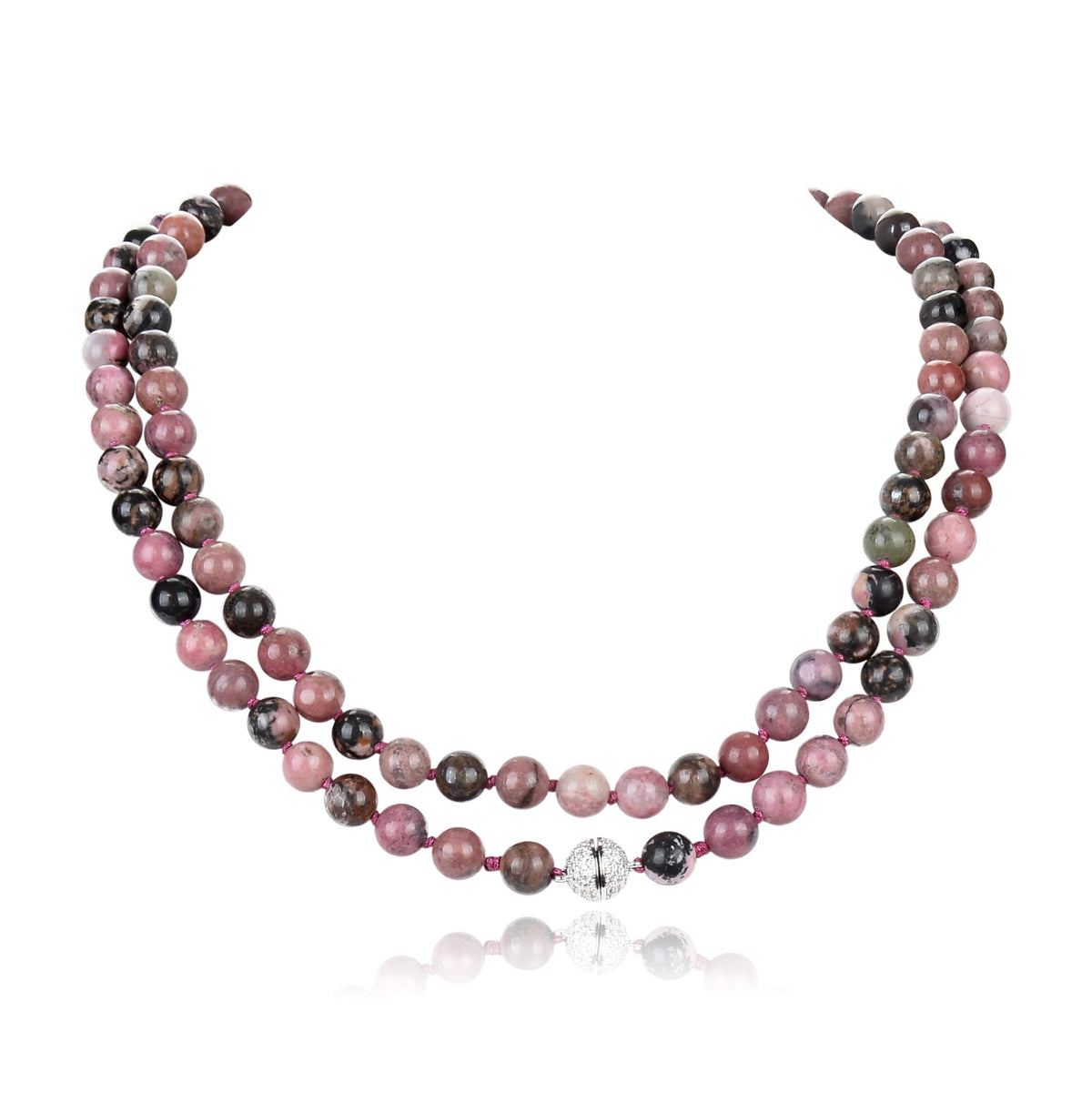 mala beads necklace for women man (rhodonite no tassel)
