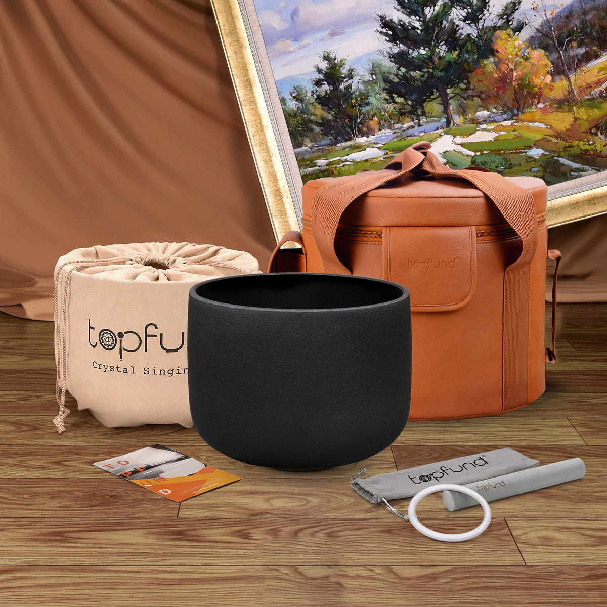 432Hz Black G Note Crystal Singing Bowl 8 inch Throat Chakra with Heavy Duty Carrying Case and Suede Mallet (8 inch Black / 432Hz G Note)
