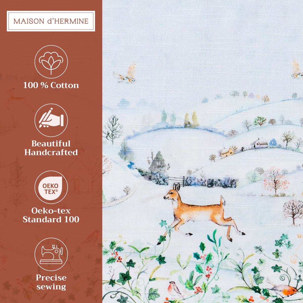 Placemats Set of 4 Reusable 100% Cotton (092 - Snowy World / 13" X 19" (Pack of 4))
