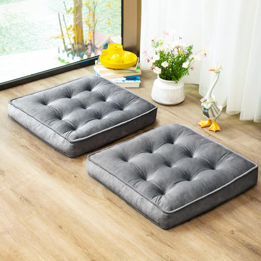 Floor Pillow Set of 2 (Grey / 22x22 Inch(Pack of 2))