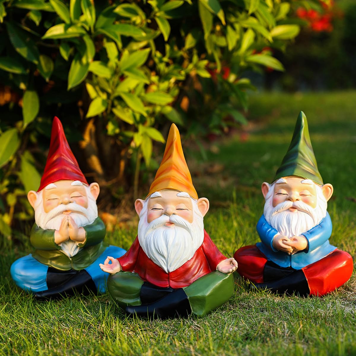 Meditation Gnome Garden Statue (Red Hat)