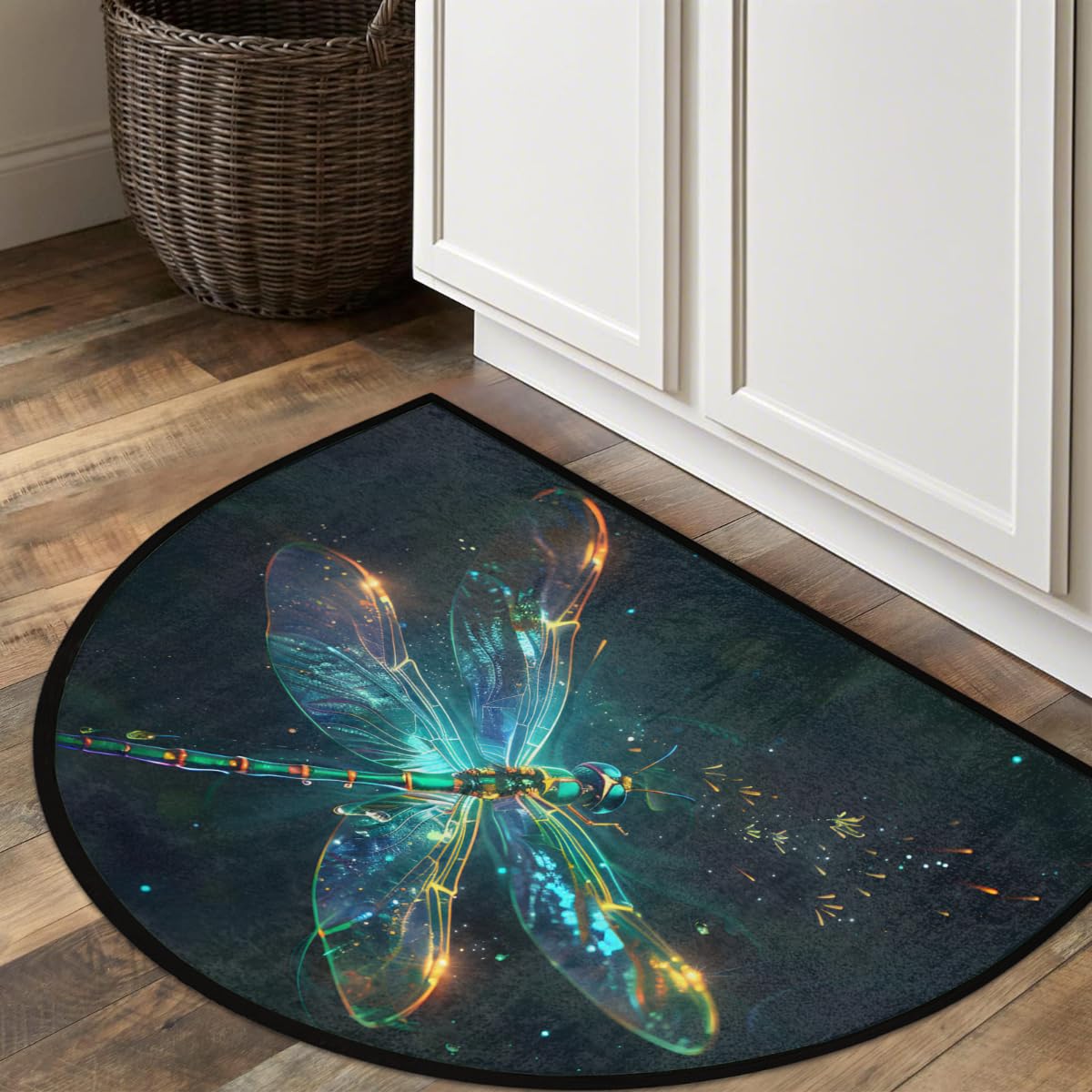 Dragonfly Animal Half Round Door Mat Semi Circle Rug Half Moon Doormat (A:a-6)