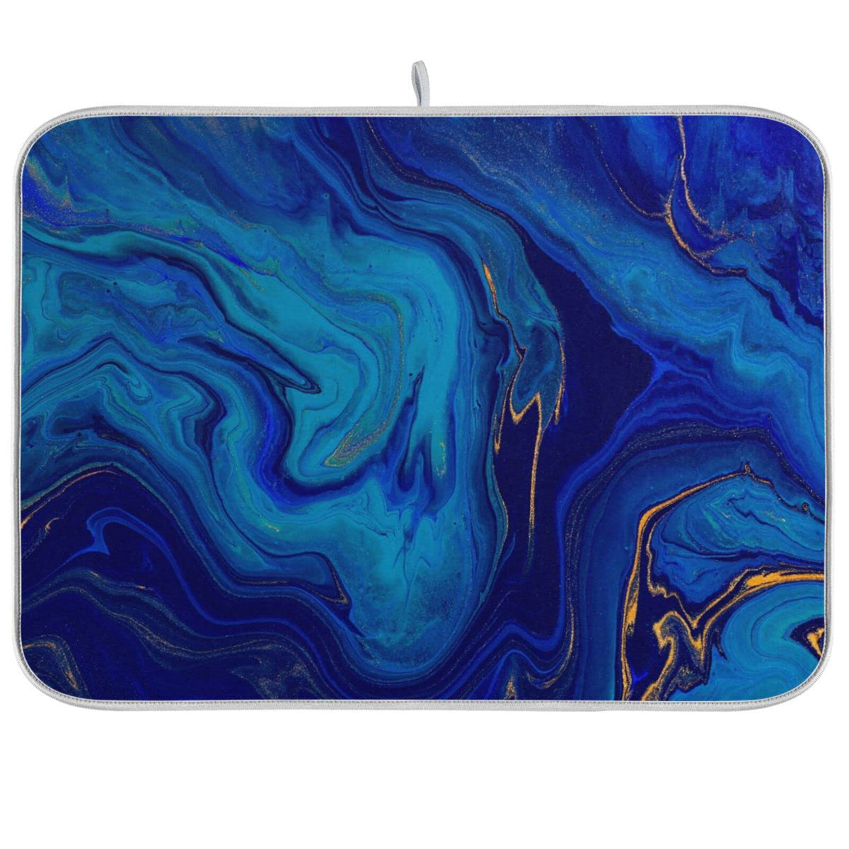 Super Absorbent Dish Drying Mat (Navy Blue Gold Marble / 18" x 24")