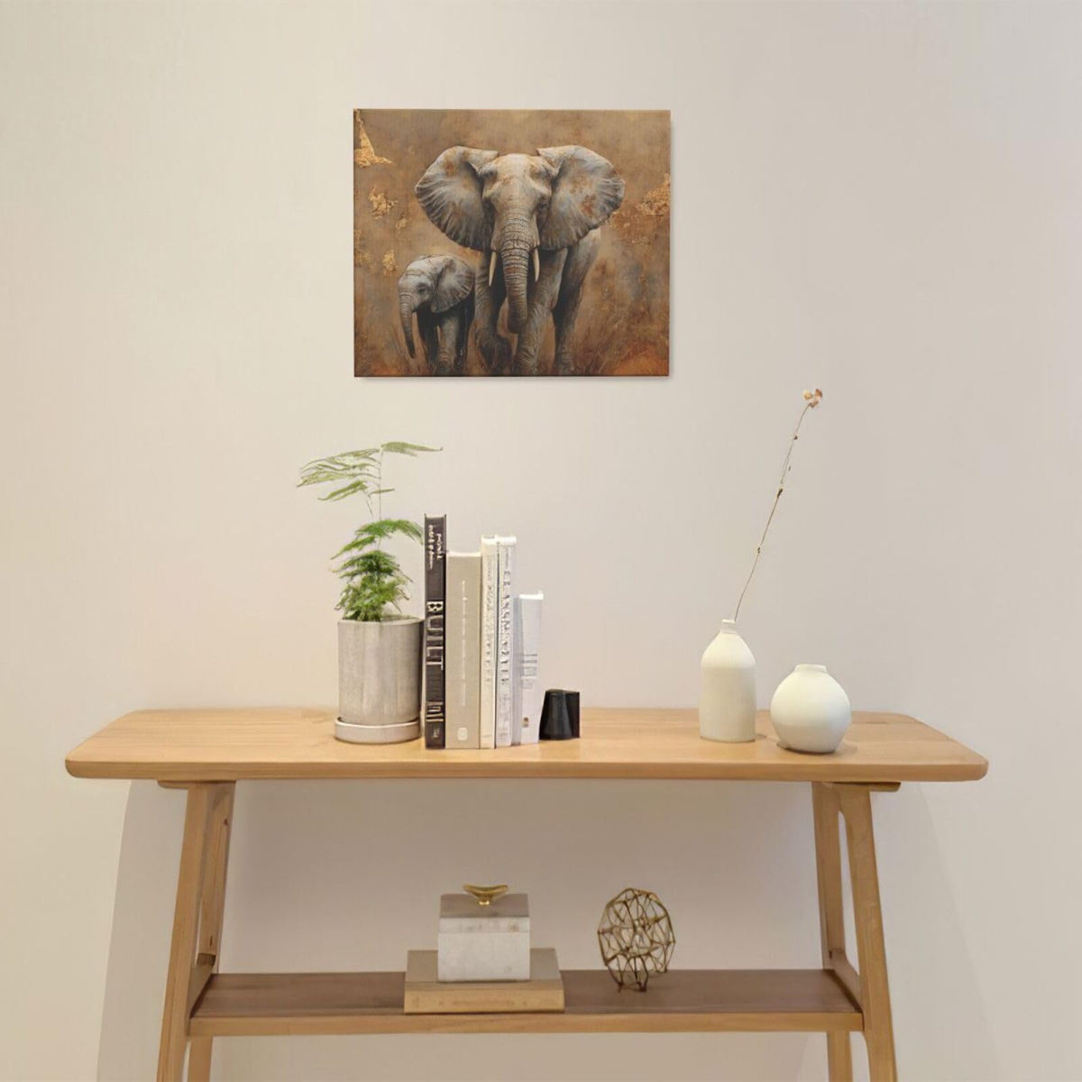 Elephant Wall Art African Animal Pictures Elephant Family Canvas Painting Decoration Artwork Framed Wall Decor Gifts for Women Girl Living Room Kids Bedroom 20"x24" (elephant / 24L"×20W")