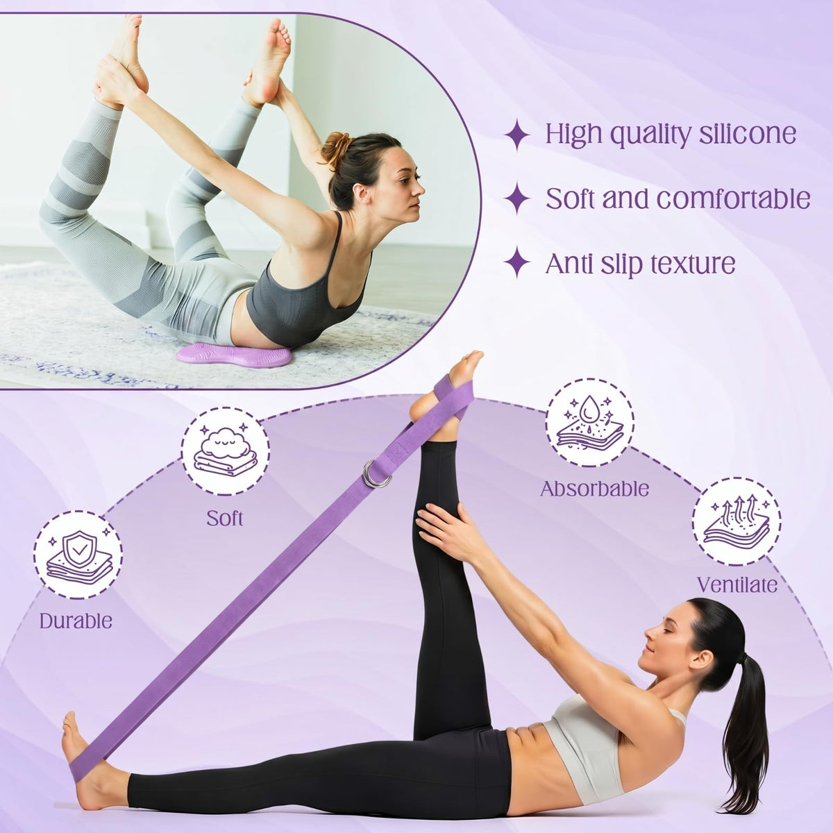 Yoga Blocks 2 Pack for Wrist Relief (Purple)