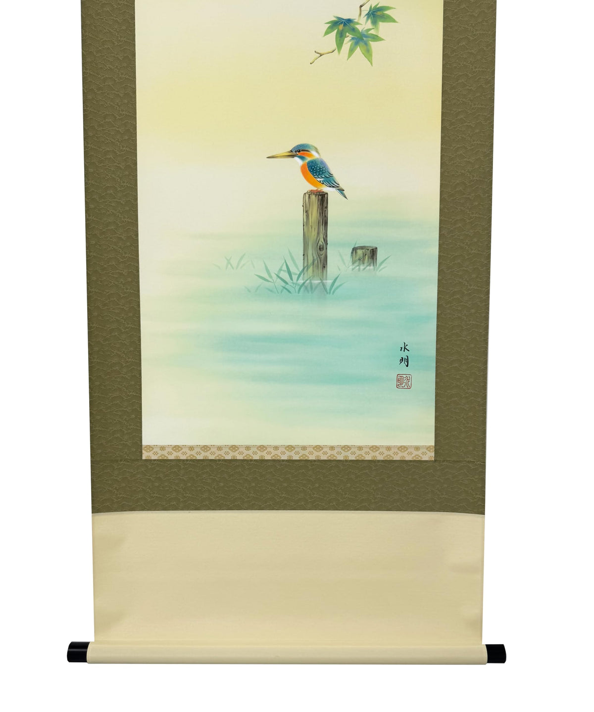 Japanese Wall Art Scroll (Autumn Grasses under a Pale Moon)