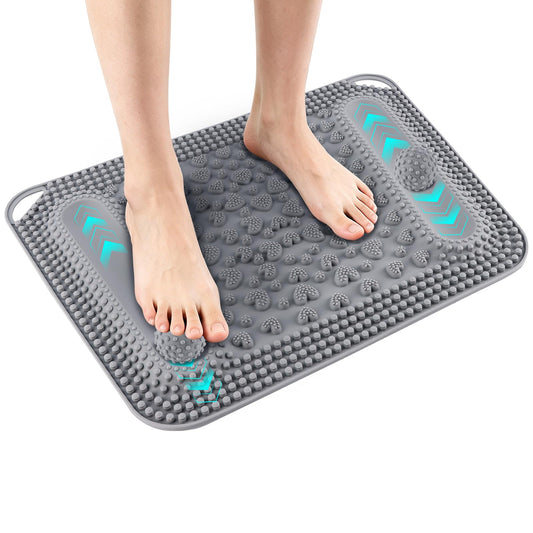 Silicone Foot Massage Acupressure Mat with 2 Massage Balls (Cool Gray)
