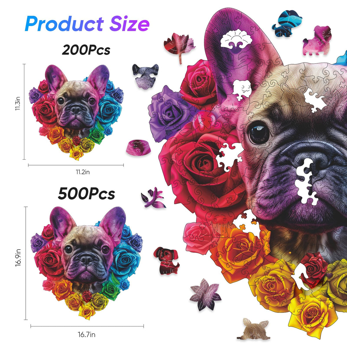 Wooden Puzzles for Adults (Love Bulldog / 500 pieces)