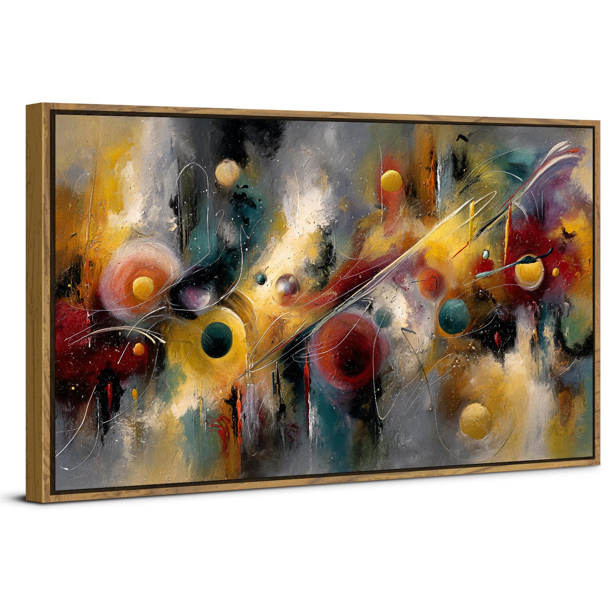 Abstract Wall Art Mid Century Neutral Canvas Prints Framed Colorful Minimalist Music Circle Picture Living Room Modern Geometric Painting Contemporary Artwork for Office Bedroom Home Decoration 20x40 (20"L x 40"W / Geometric Circle)