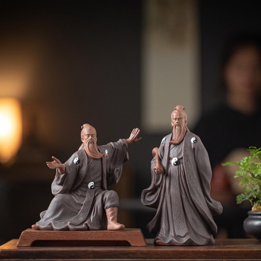 Zen Inspired Chinese Purple Clay Tai Chi Master Figurines (B)