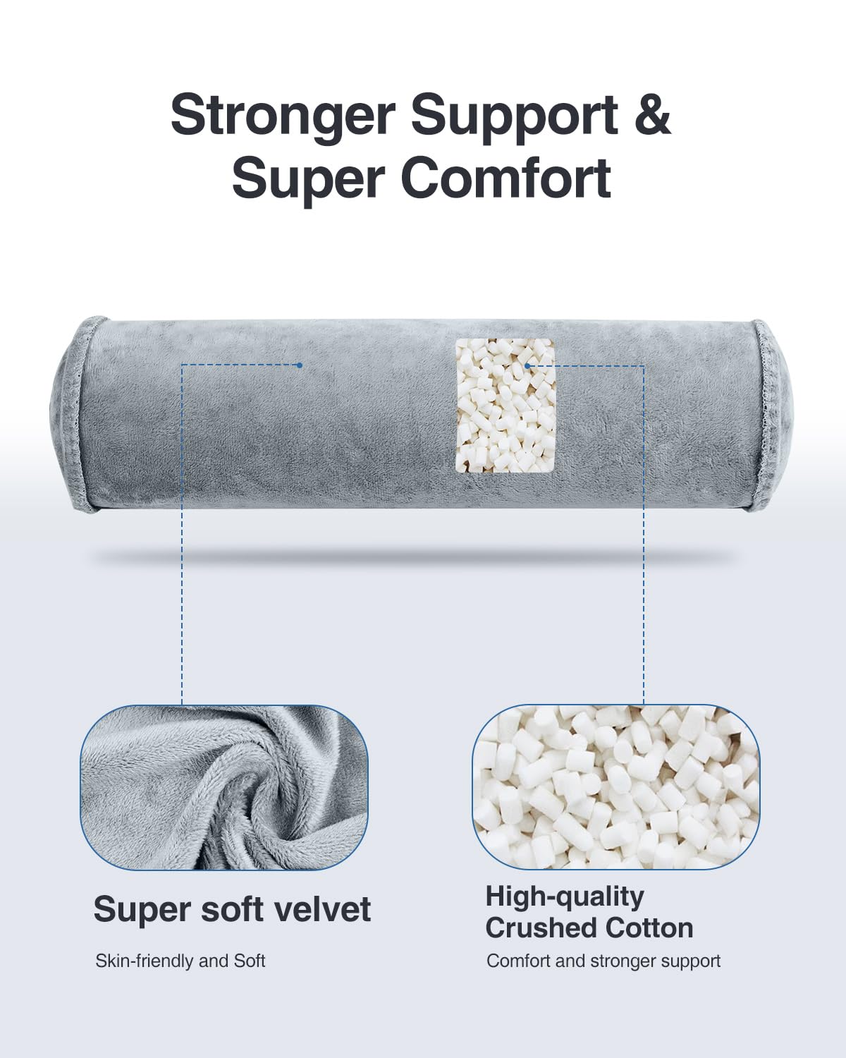 Inflatable Neck Roll Pillow for Sleeping (Grey-3.9" H)