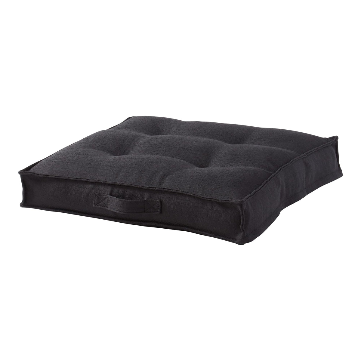 Square Tufted Floor Pillow with Removable Cover (Black / Large (40"))