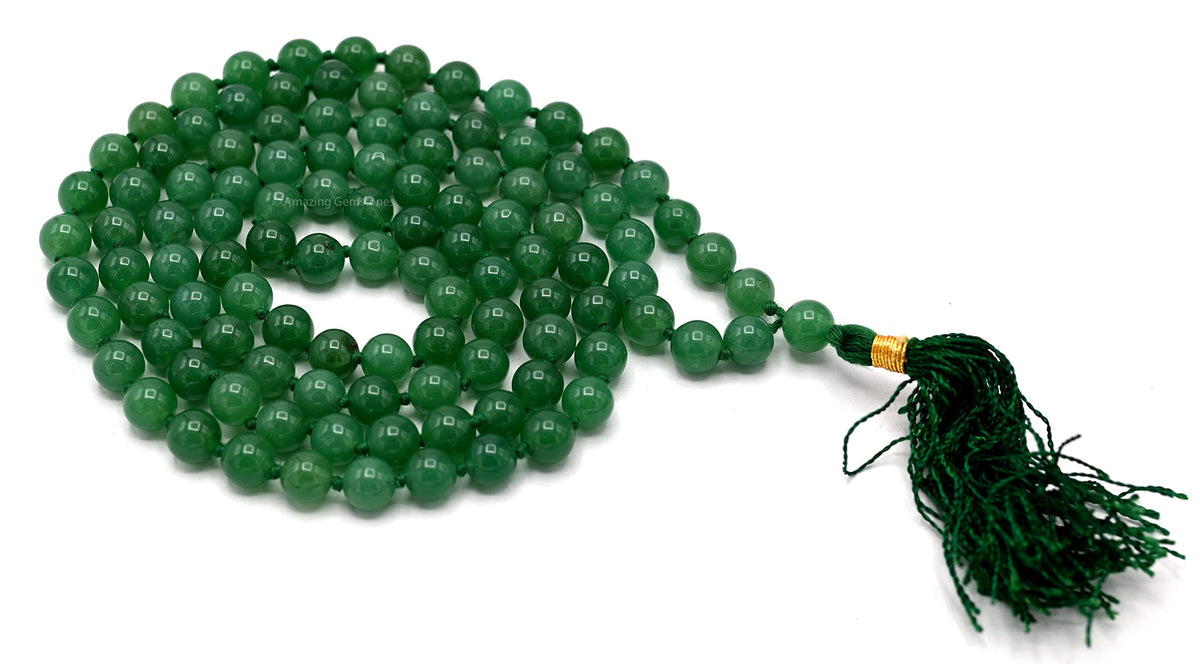 Green Aventurine Buddhist Prayer Beads Japa Mala with 108 Meditation Beads (Hand Knotted / Green Aventurine)