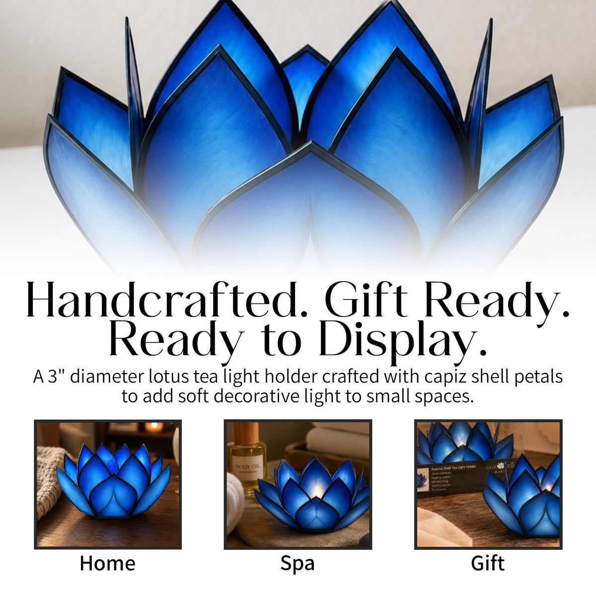 Lotus Tea Light Candle Holder (Blue Lagoon / Mini)