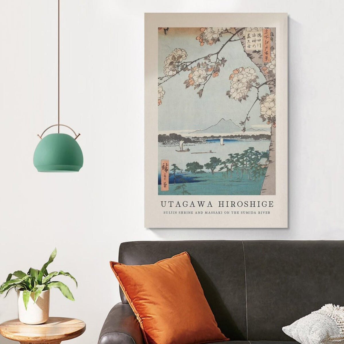 Utagawa Hiroshige Suijin Shrine Sumida River Japanese Ukiyoe Cherry Blossom Scene Canvas Printing Wall Art Prints Japandi Posters Wall Decor for Living Room Bedroom Office 08x12inch (style-3 / 08x12inch(20x30cm) Unframe)