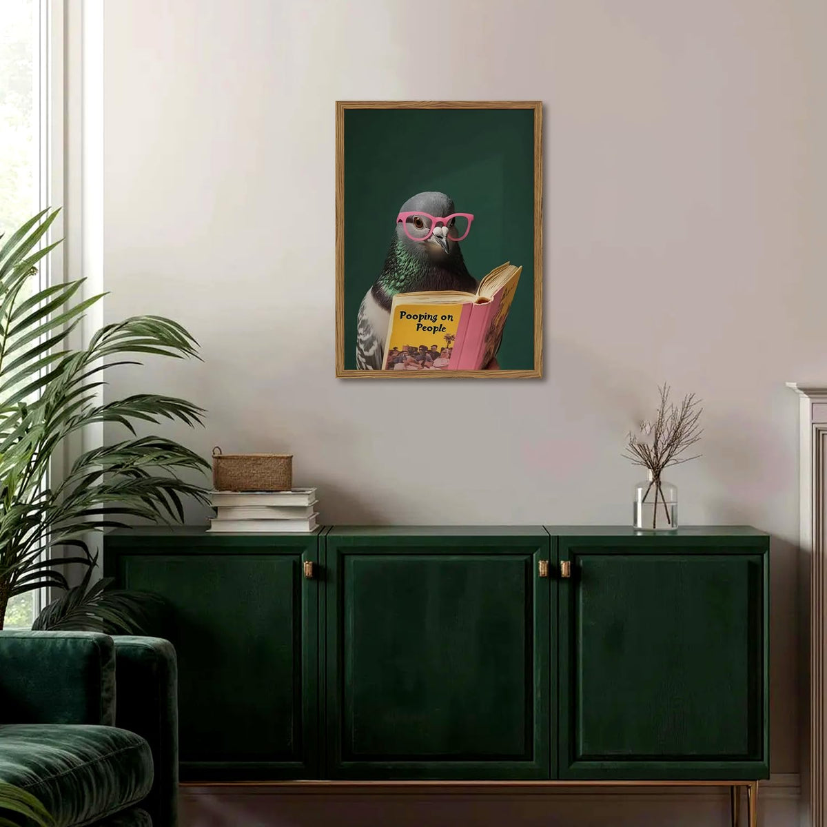 Framed Funny Pigeon Wall Art (Pigeon / 16"L x 12"W)