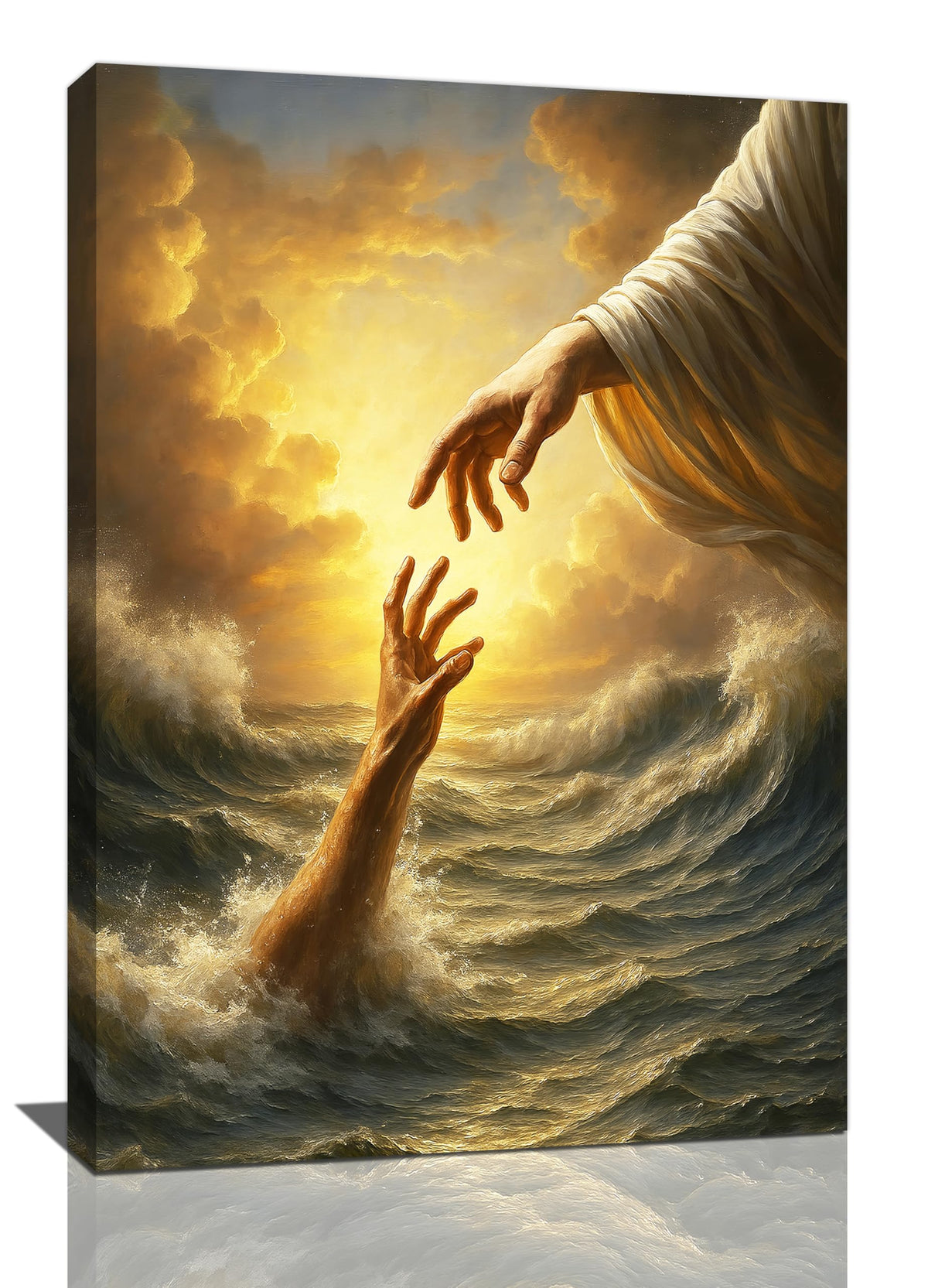 Jesus Wall Art Christian The Hand of God Wall Decor Religious Bible Canvas Paintings Pictures Christ Prints Artwork Framed Decorations For Church Prayer Room Bedroom Living Room Gifts 16" x 24" (Jesus / 24"L x 16"W)