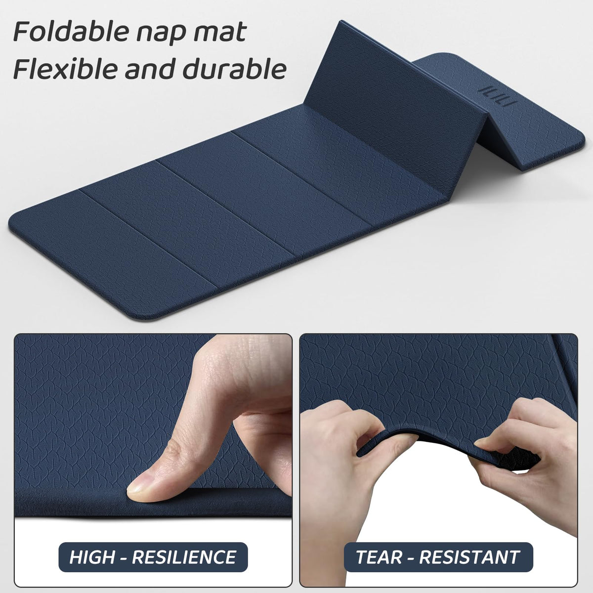 Foldable Yoga Mat 71 * 24 * 0.3 Inch (Dark Blue)