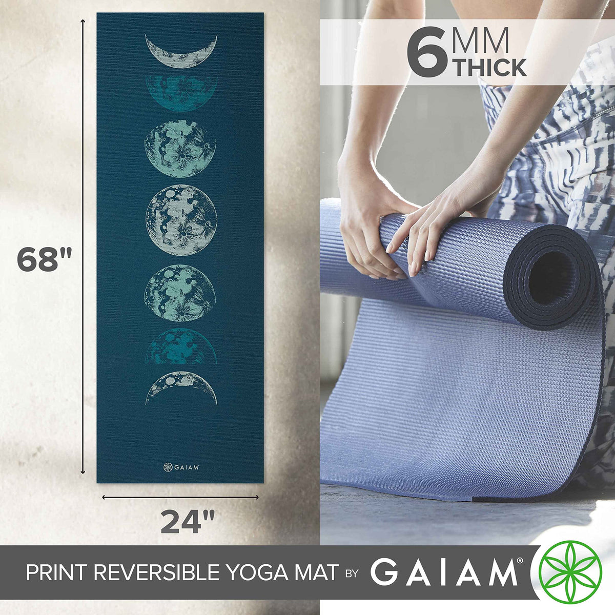 Reversible Yoga Mat (Lunar Wave)