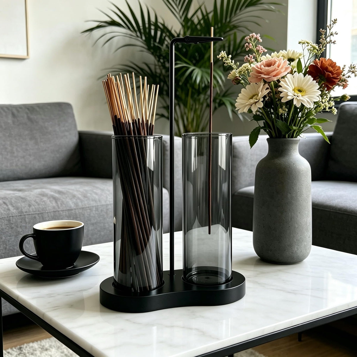 Gray Glass Incense Holder (Gray)