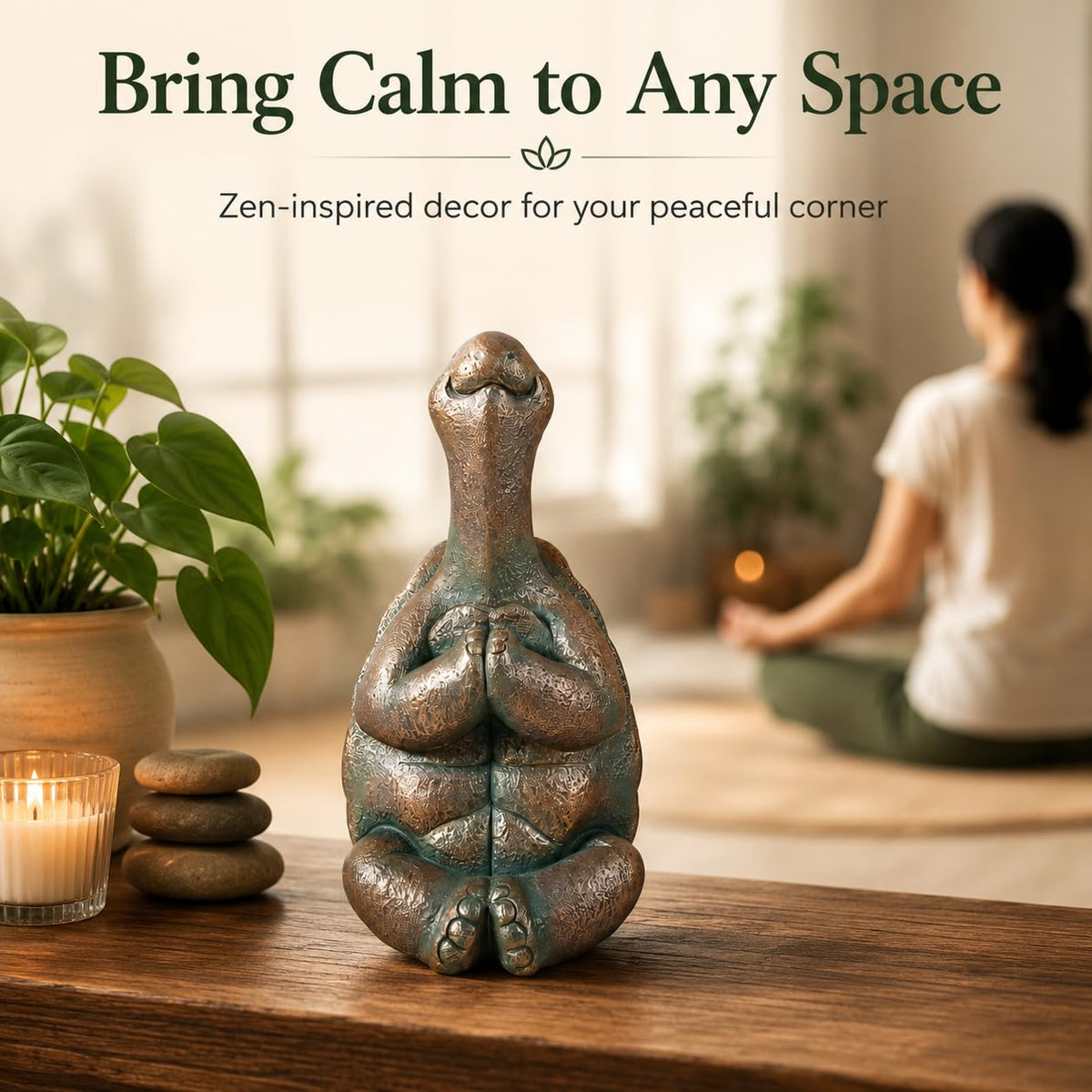 15 In Meditation Turtle Garden Decor (15in Large Zen Turtle)
