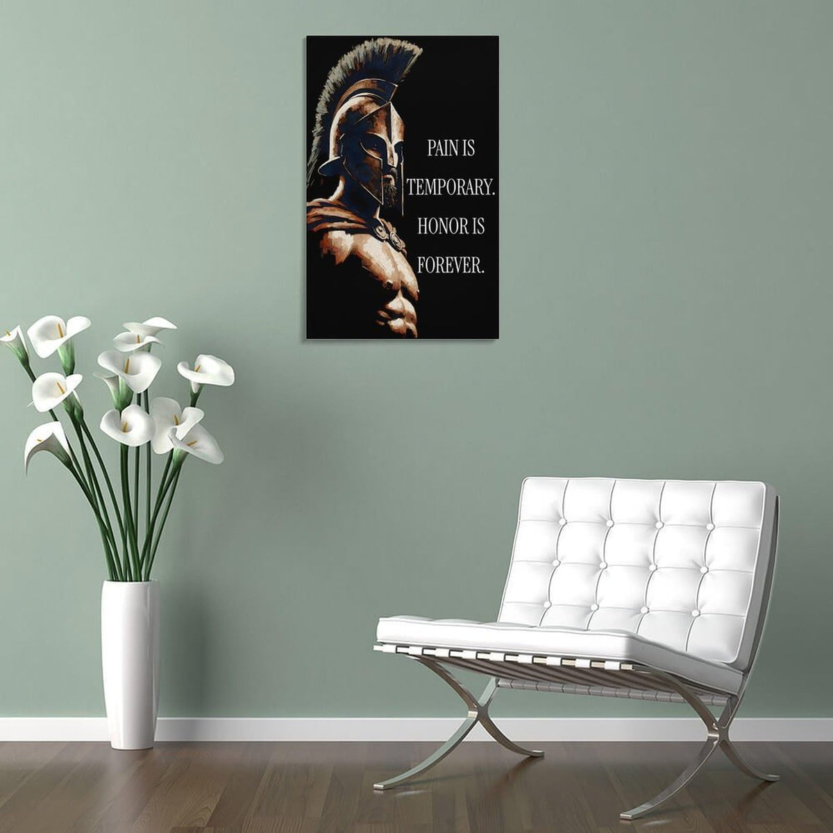 Pain Is Temporary Honor Is Forever Spartan Warrior Code Canvas Printing Wall Art Prints Wall Decor Posters Motivational Black Gold Stoic Living Room Bedroom Office Gym Decor 16x24inch (style-32 / 16x24inch(40x60cm) Frame)