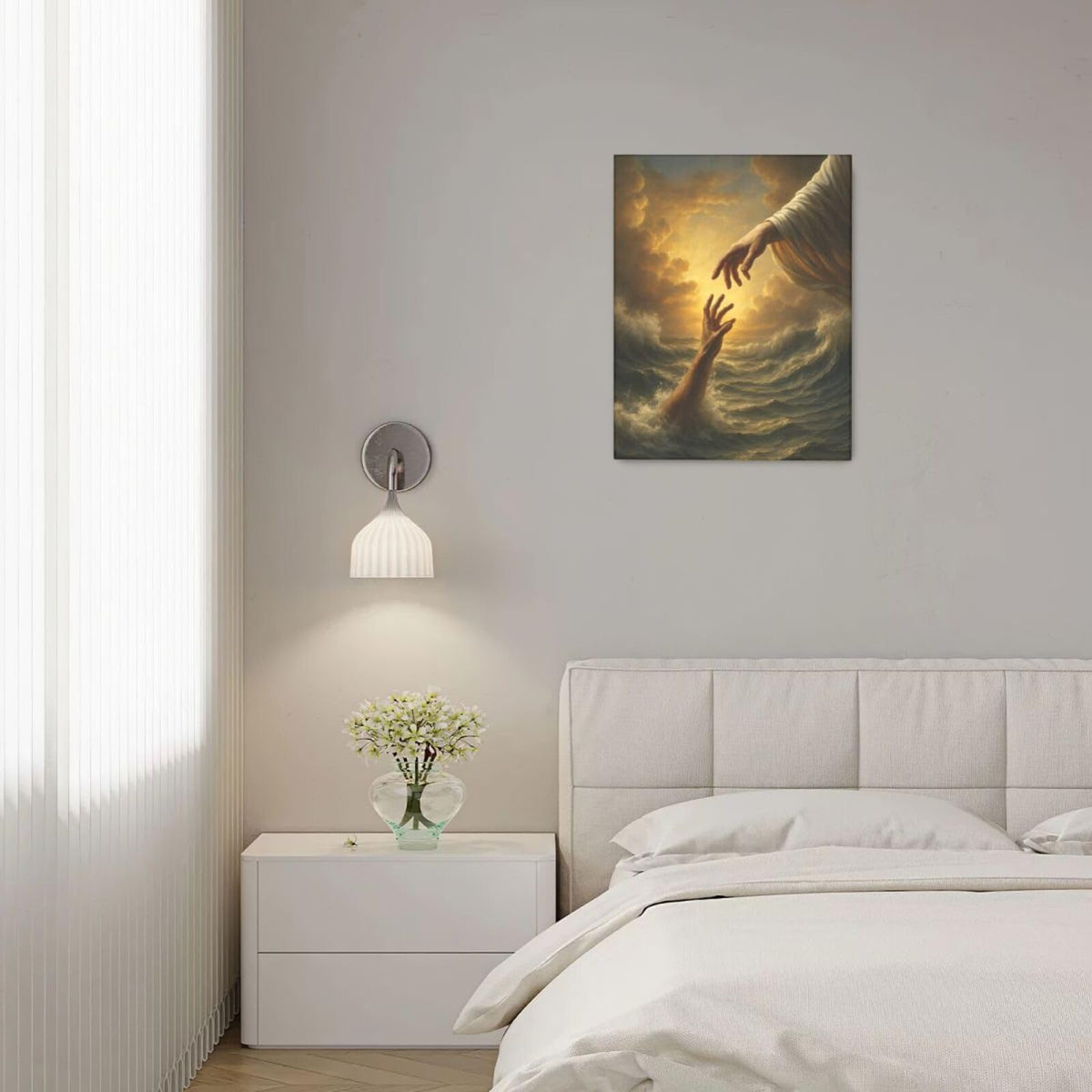 Jesus Wall Art Christian The Hand of God Wall Decor Religious Bible Canvas Paintings Pictures Christ Prints Artwork Framed Decorations For Church Prayer Room Bedroom Living Room Gifts 16" x 20" (Jesus / 20"L x 16"W)