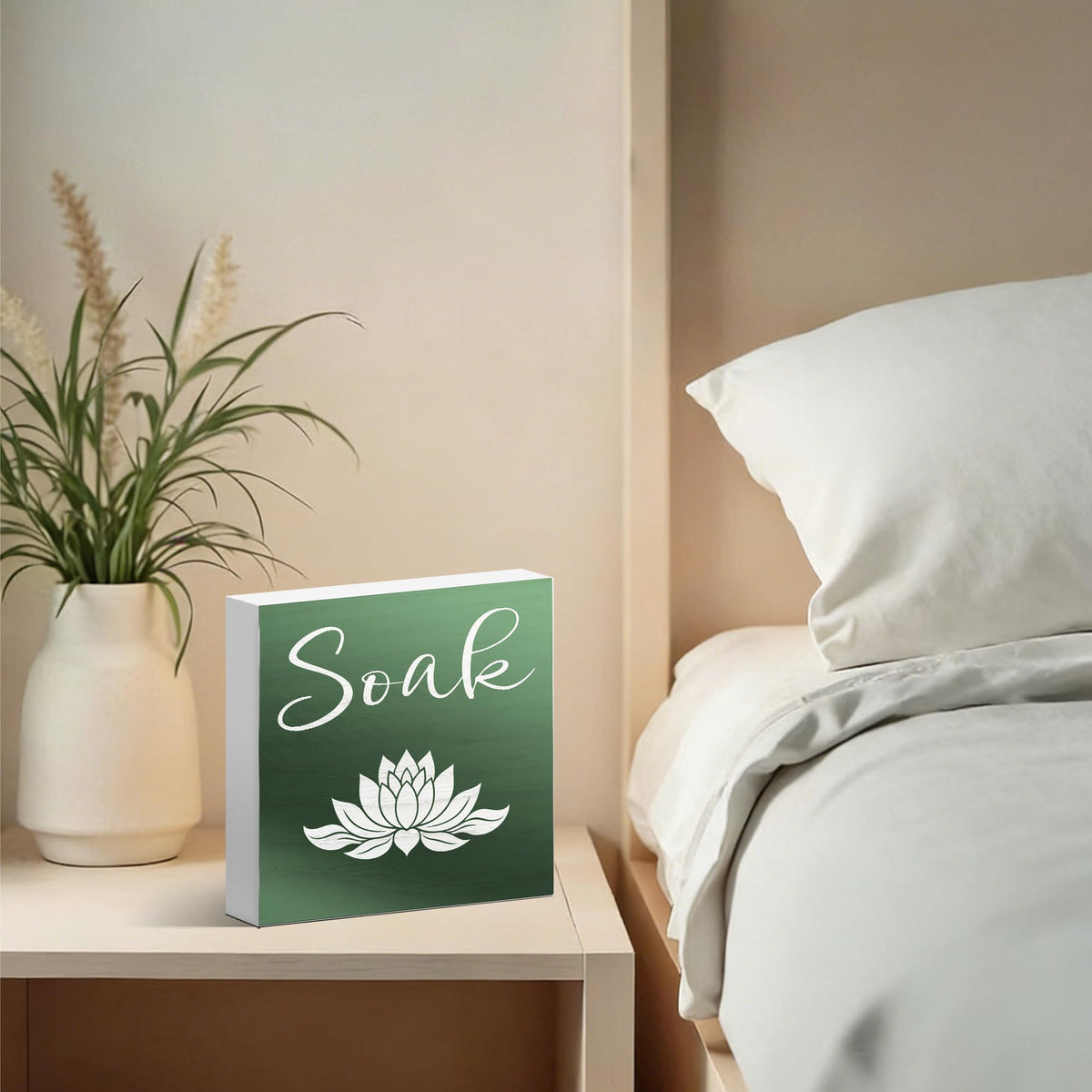 Lotus Flower Decor Box Sign for Bathroom Yoga Spa Room Beauty Salon (Pink)