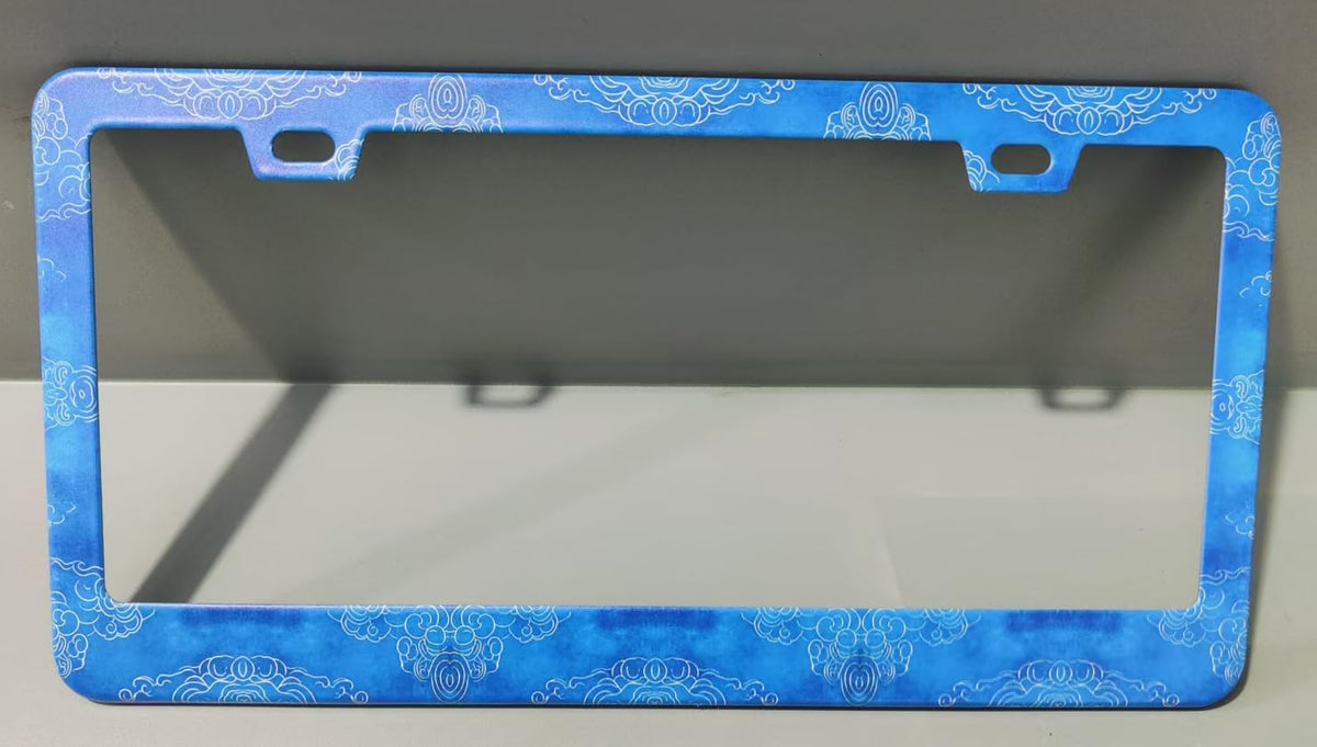 Blue Abstract Wave License Plate Frame for Women 2Pc Car Tag (for Blue Vintage Ocean)