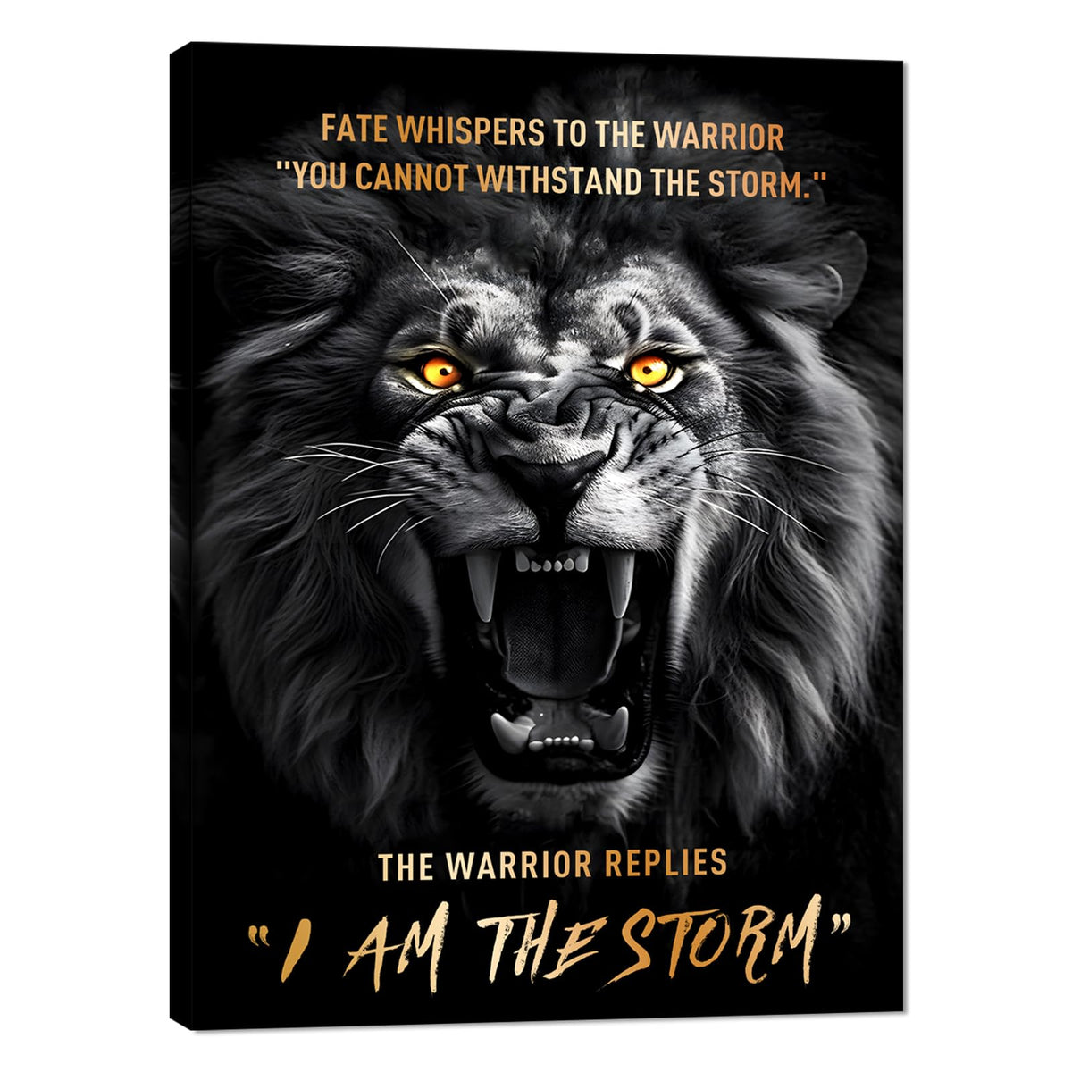 Inspirational Wall Art Lion with Motivation Quote I Am The Storm Canvas Prints Posters for Living Room Bedroom Office Modern Wall Decor Framed Ready to Hang (Style_06 / 16"L x 12"W)