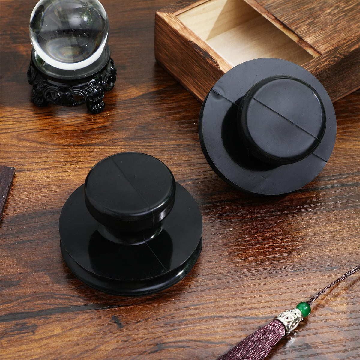 Singing Bowl Suction Tool Rubber 2 pack Black (8x8cm / Black)