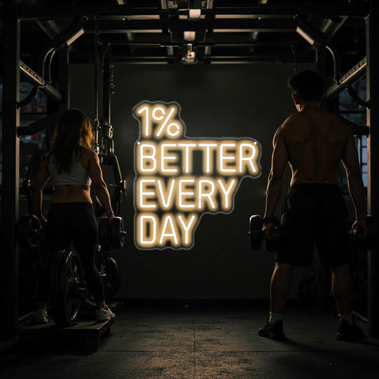 1% Better Every Day Neon Sign Inspirational Cite Gym Wall Decor (1% better every day)