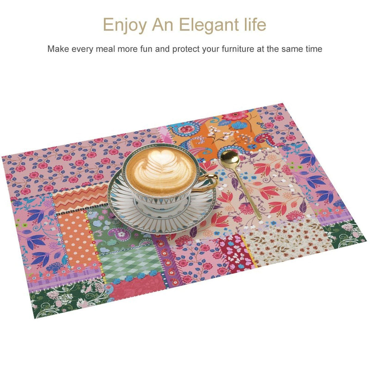 Patchwork Boho Floral Placemat Set of 4 (Patchwork-6 / 4pcs)