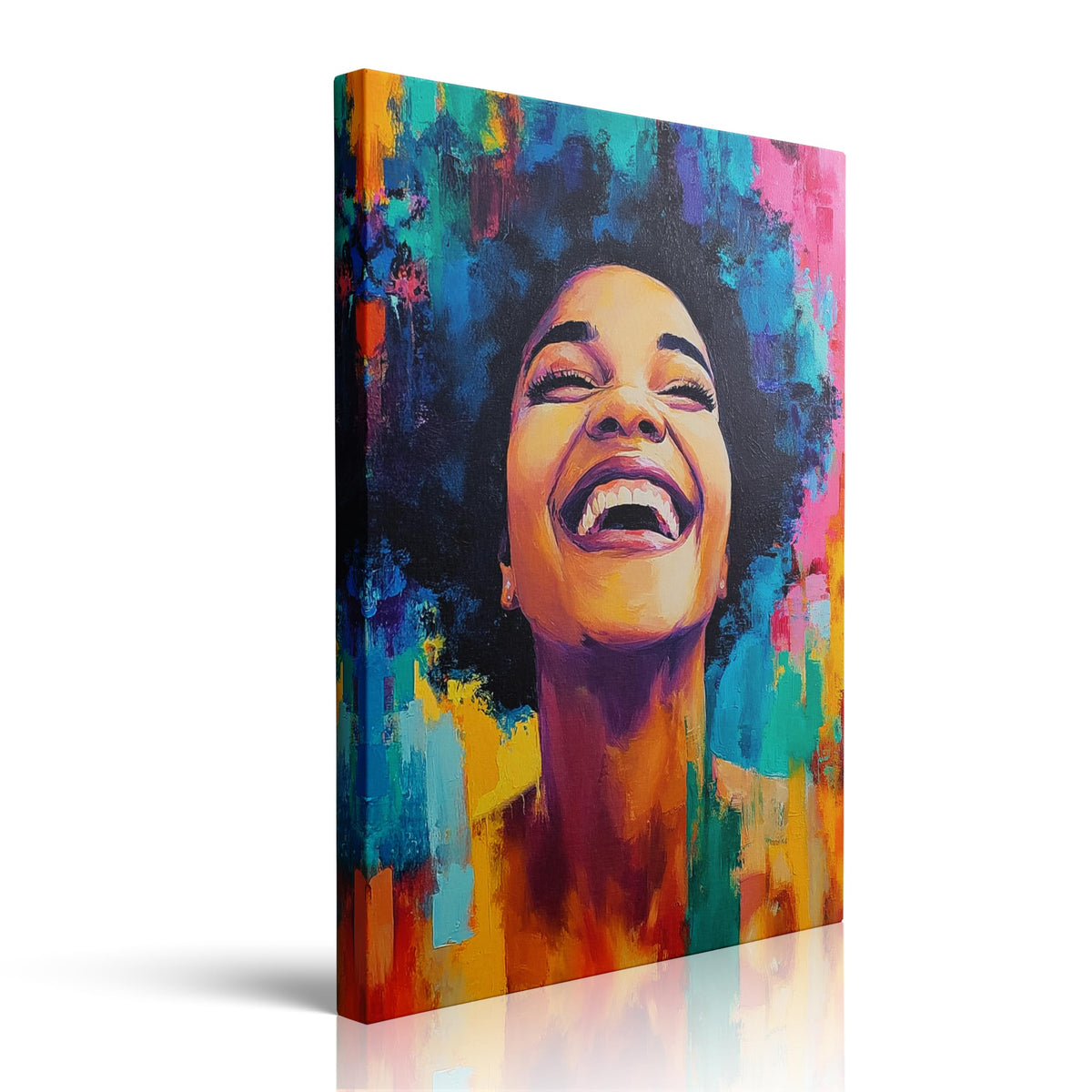 Joyful African American Women Wall Art Fashion Black Girl colorful Graffiti Portrait Canvas Pictures Poster for Living Room Bedroom Home Office Framed Inspirational Gift for Women 16"x24" (Black girl / 24"L x 16"W)