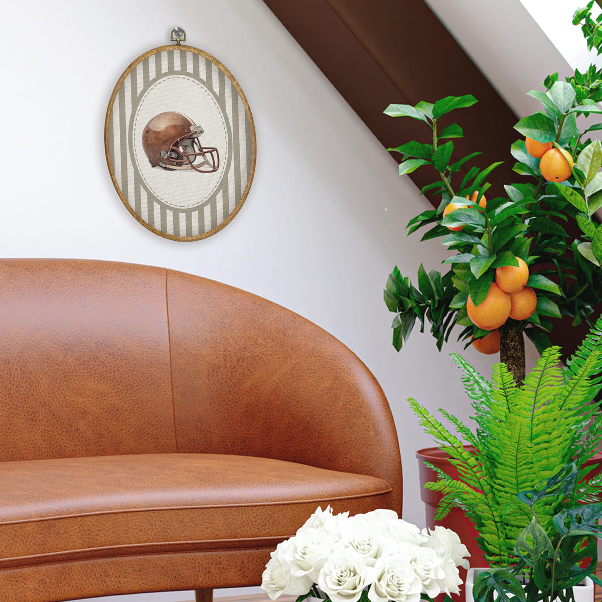 Vintage Football Nursery Oval Wall Art Decor Products (Colour09)