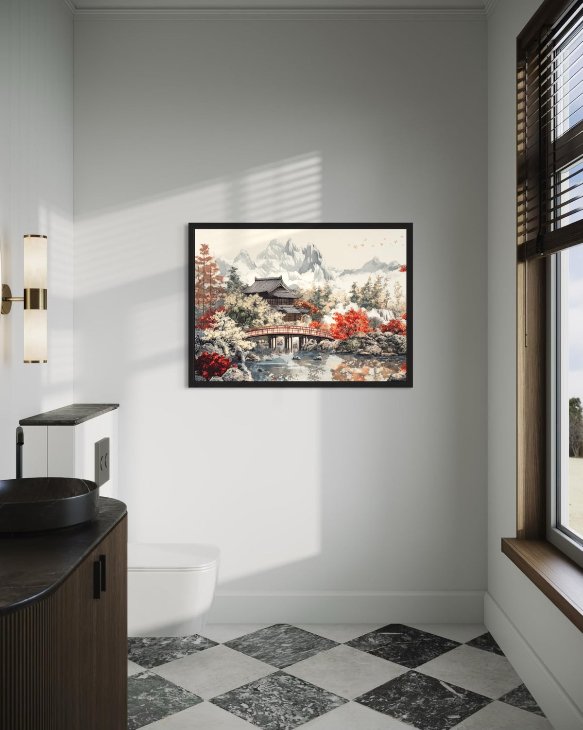 Zen Garden Black Framed Wall Art Print Poster (Zen Garden / 24"L x 18"W)