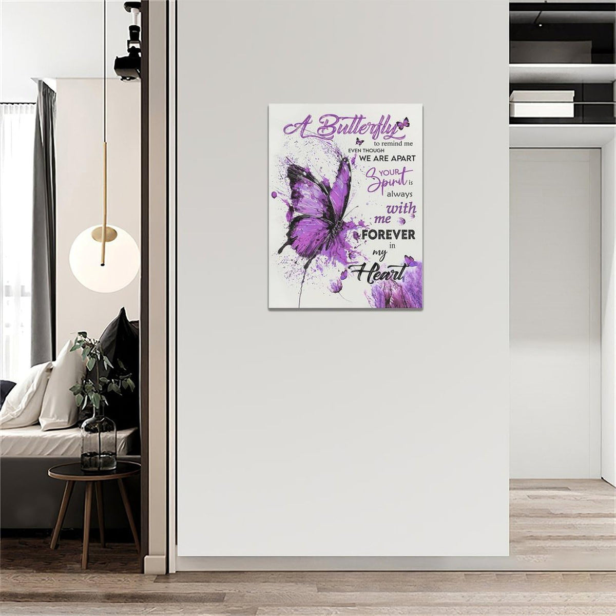 Purple Butterfly Canvas Wall Art Watercolor Butterfly Pictures Wall Decor Inspirational Quotes Prints Painting Framed Artwork Decoration For Bathroom Bedroom Living Room Office 12"x16" (16"L x 12"W / Watercolor Butterfly-Pu)