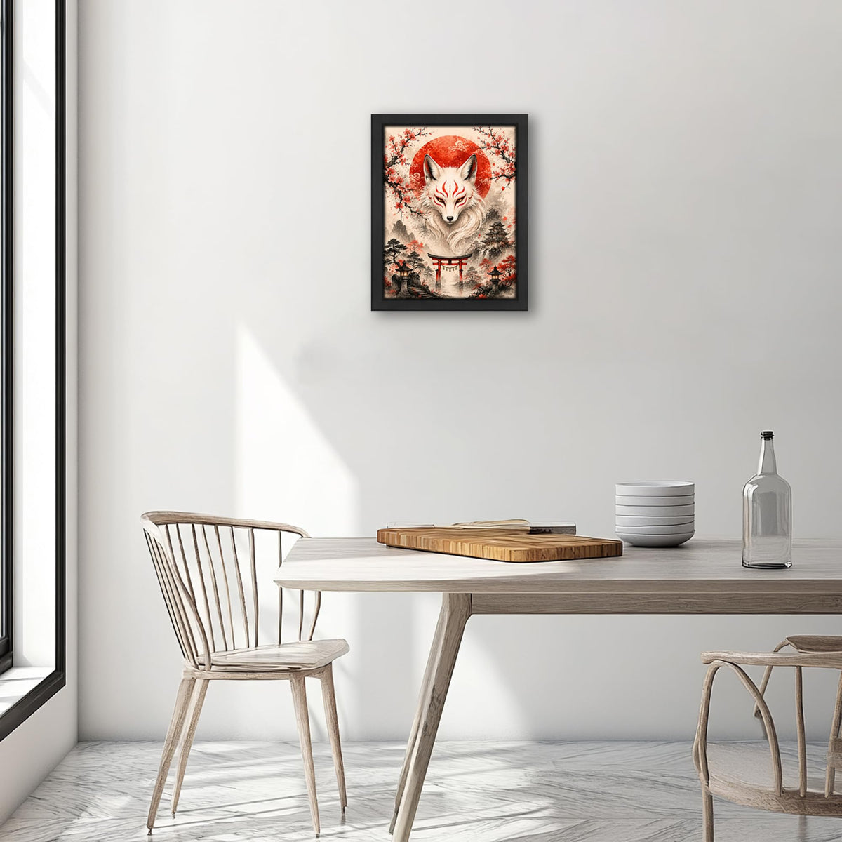 Japanese Fox Decor Wall Art (Wall Art Framed 48 / 16"L x 12"W)