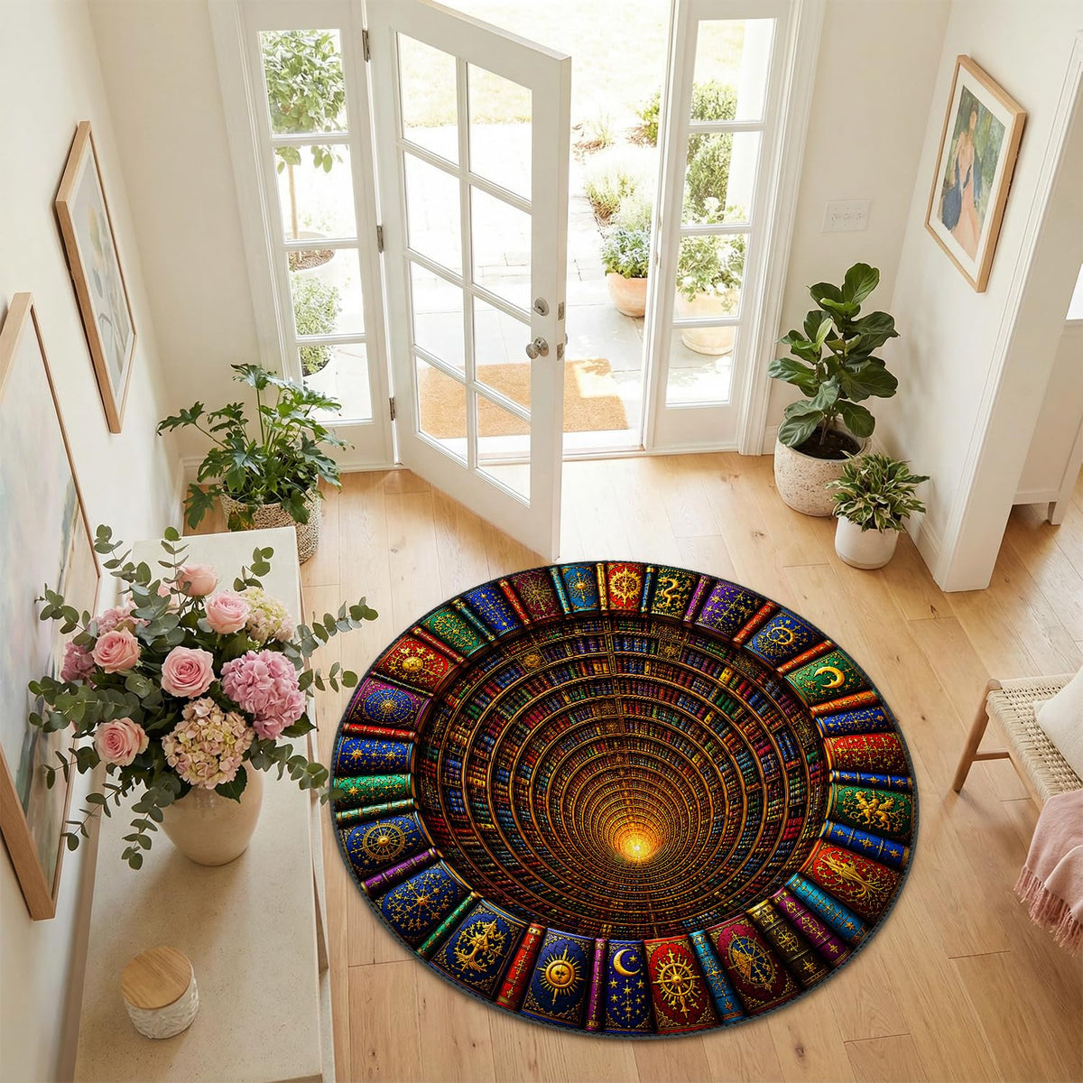 Magic Library Round Area Rug 4ft (83 / 4' (Round))