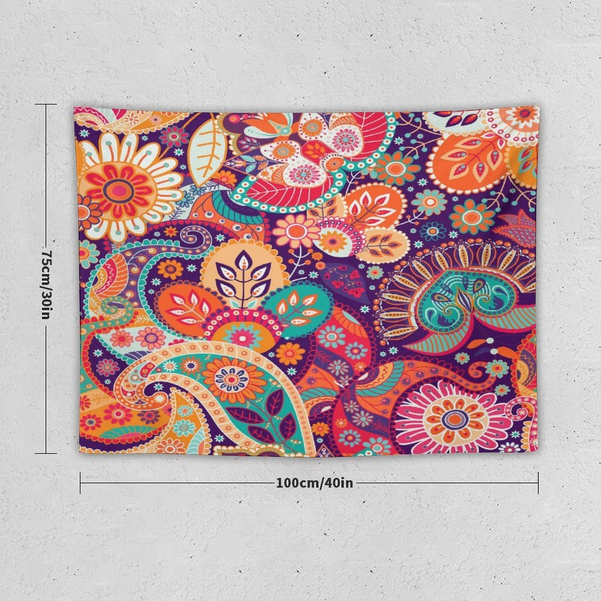 Boho Paisley Floral Tapestry Wall Hanging Mandala Indian Bohemian Colorful Flowers Tapestries Home Decor for Living Room Bedroom Apartment Farmhouse Dorm 30"x40" (30"L x 40"W / Mandala-36)