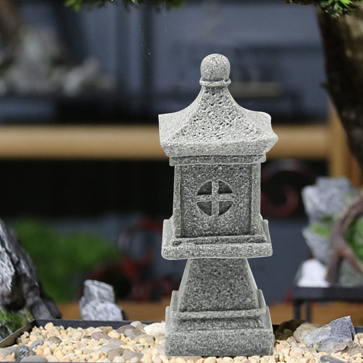 3pcs Miniature Pagoda Statues Japanese Style Pagoda Lantern Asian Decor Square Chinese Pagoda Statue for Zen Garden Indoor Outdoor Decor Micro Rockery Landscape Kit (Square Pagoda Statue)