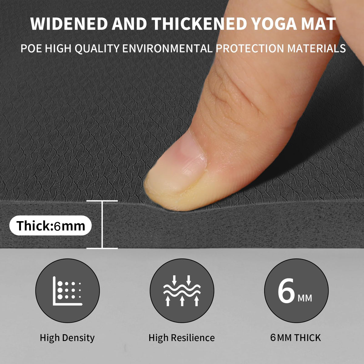 Large Yoga Mat (Black / 6mm)