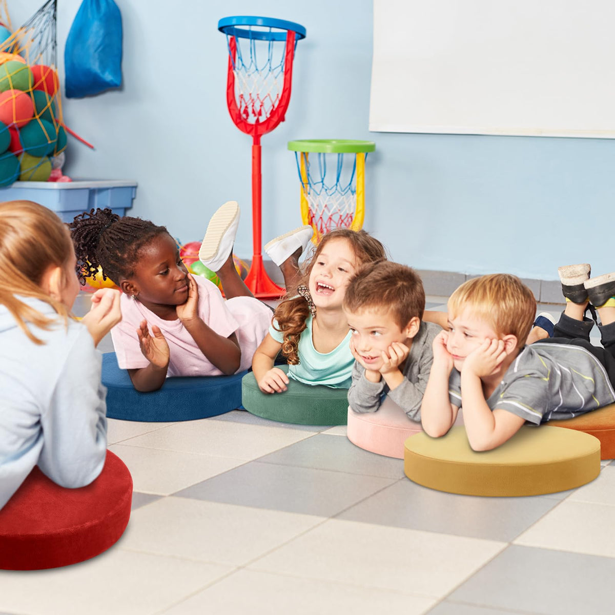 8 Pcs Round Floor Pillow Cushions for Kids Classroom 15'' Soft Flexible Seating Classroom Elementary Extra Thick Floor Cushions for Daycare Kindergarten Reading Corner Library (Advanced Boho)
