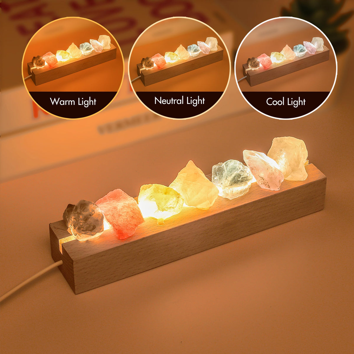 Healing Crystal Night Light (Plug-in-7 chakral stones)