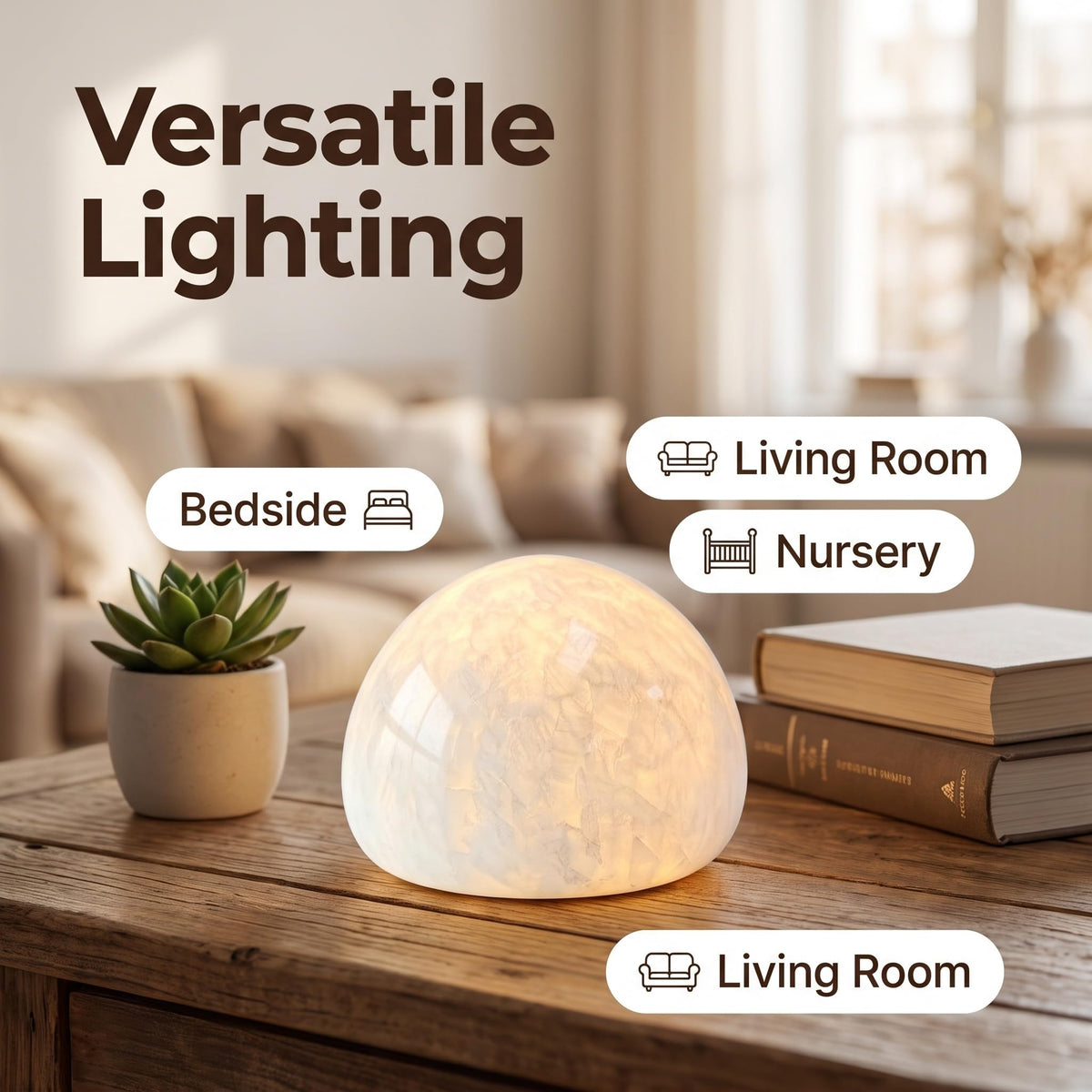 Natural Marble Lamp Cordless Touch Control Night Light 3 (White A)