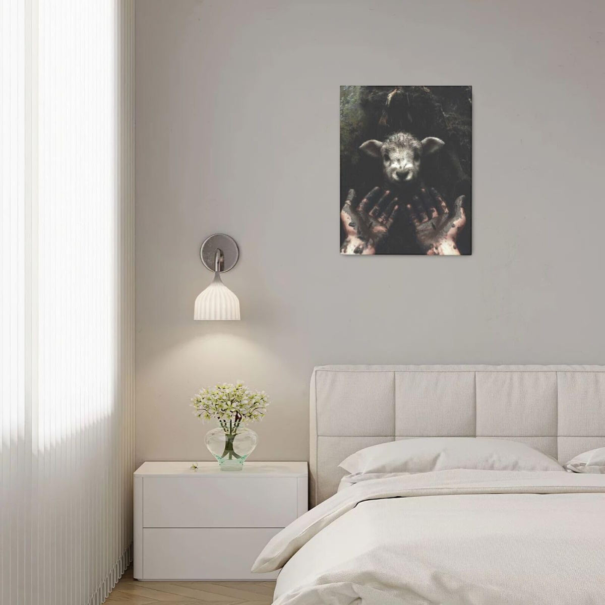 Jesus Lamb Wall Art Christian Canvas Wall Decor Religious Bible Pictures Christ Paintings Prints Artwork Framed Decorations For Church Prayer Room Bathroom Bedroom Living Room Gifts 16" x 20" (Lamb / 20"L x 16"W)