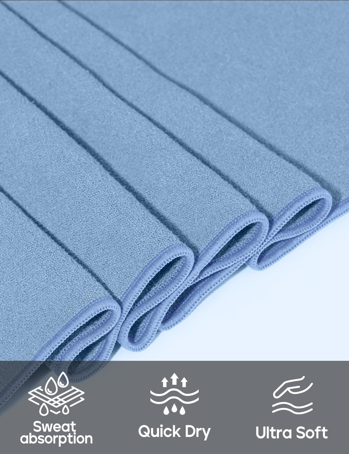 Yoga Mat Towel Non Slip for Hot Yoga Towel with Silicone Grip & Free Spray Bottle (Light Blue)