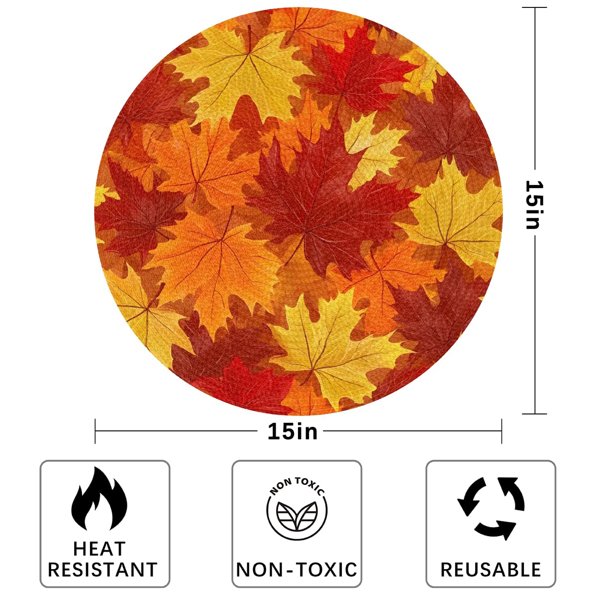 Autumn Woven Placemats Round Placemats Set of 4 for Festival Party (B 007 / 4 pieces)
