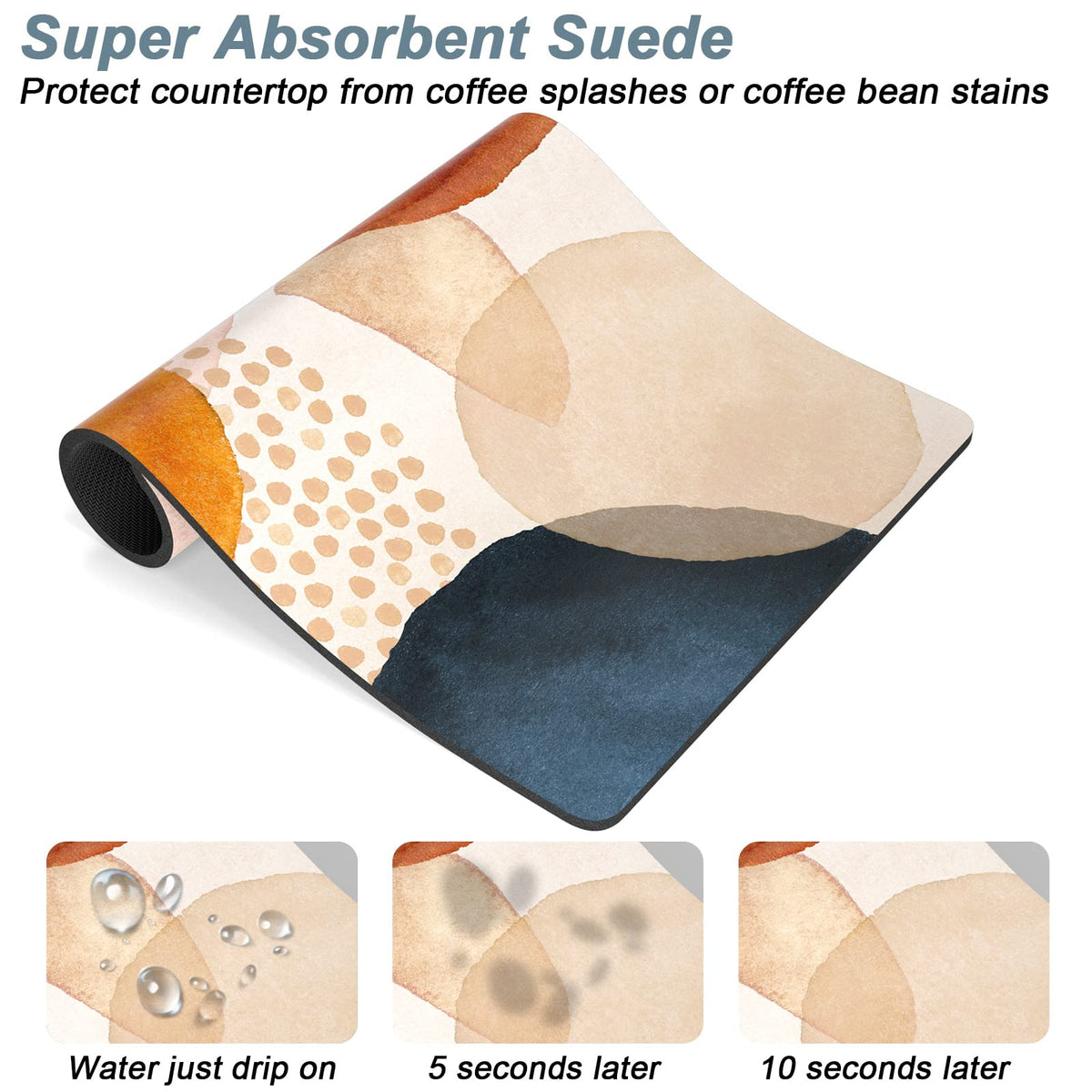 Coffee Mat 12" x 19" Cute Boho Theme Coffee Bar Mats for Espresso Machine Station Accessories and Organizer (Abstract Stones Art / 12" x 19")
