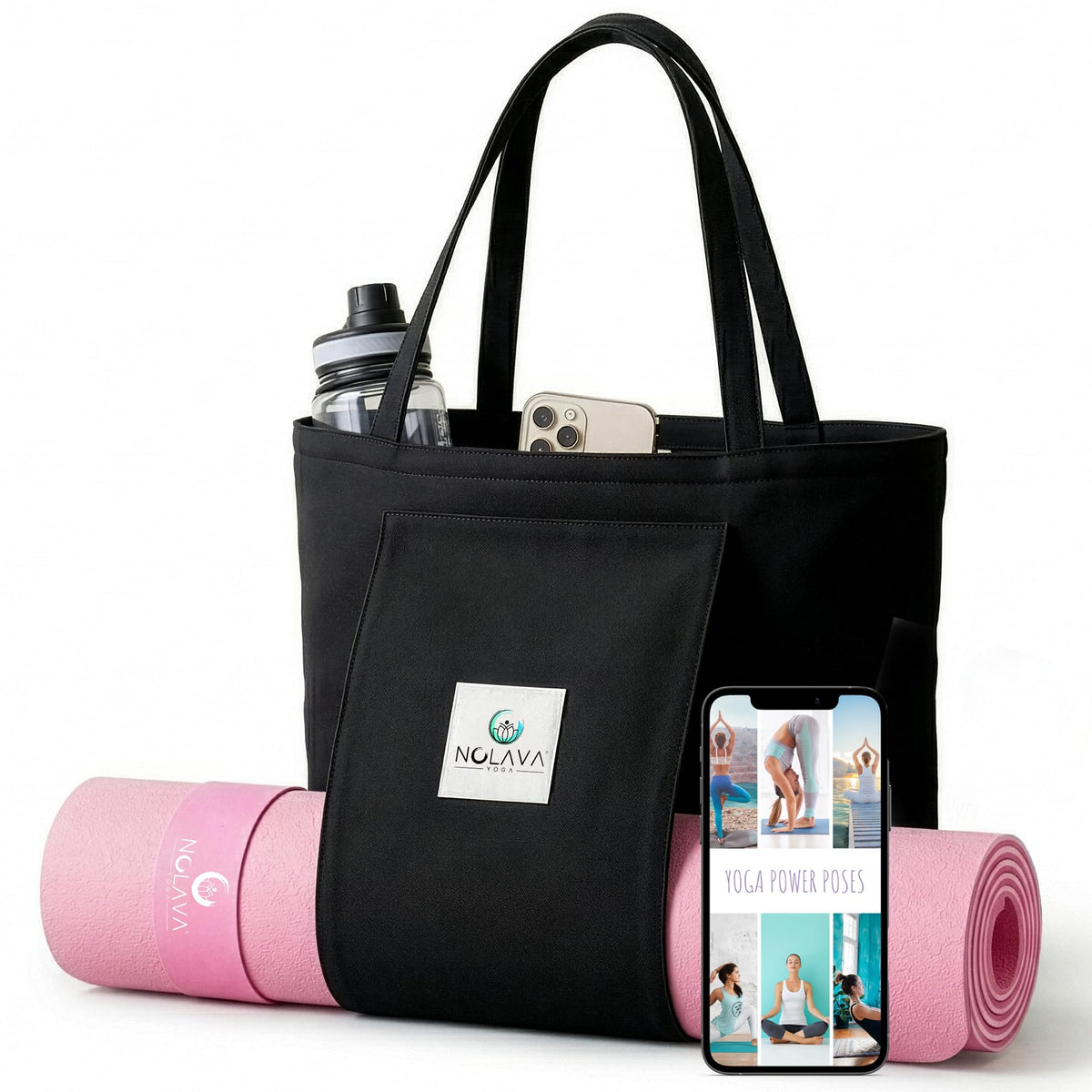 Pink Yoga Mat with Carry Bag (Pink / 3-Piece Set)
